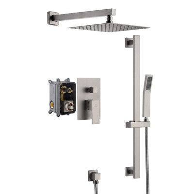 CASAINC 10" Square Shower System with Handheld Spray & Slidebar