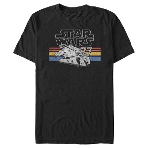 Men's Star Wars: A New Hope Millennium Falcon 77 Retro Stripes T-Shirt - 1 of 4