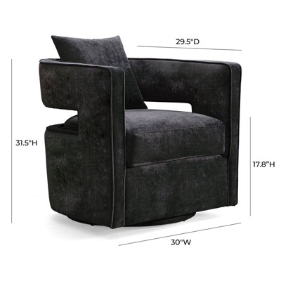 30'' Contemporary Black Velvet Swivel Accent Chair