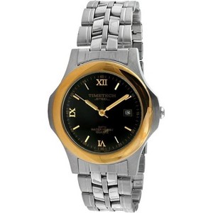 TIMETECH Men's Stainless Steel Two-Tone Black Dial Bracelet Watch - 1 of 2