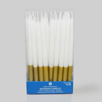 45ct 5.75" Hanukkah Menorah Candles White & Gold