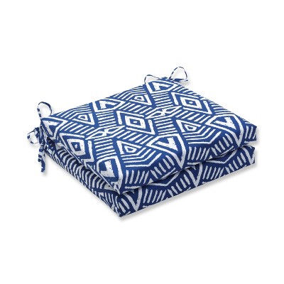 20" x 20" x 3" 2pk Geometric Dimensions Squared Corners Outdoor Seat Cushions Blue - Pillow Perfect