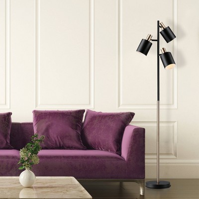 Adjustable 67'' Matte Black 3-Light Track Tree Floor Lamp
