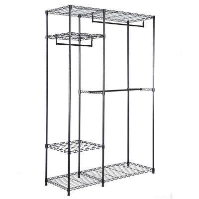 Costway 48''x18''x71'' Black Steel Portable Closet Organizer