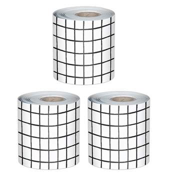 Carson Dellosa Education Happily Ever Elementary Creatively Inspired Black & White Grid Rolled Straight Bulletin Board Borders, 65 Ft/Roll, Pack of 3