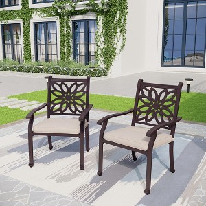 Captiva Designs Outdoor Steel Frame Weather Resistant Comfortable Chairs, Set of 2 - 1 of 4