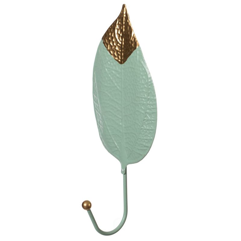 Fabulaxe Metal Modern Decorative Wall Mounted Hook Leaf Design Single Prong Hanger, 2 of 8
