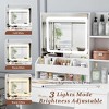 AENKYO Vanity Desk with 3 Lights LED Mirror, Makeup Dressing Table, Makeup Dressing Table with 3 Drawers, 7 Shelves and Storage Stool, White - 2 of 4