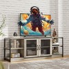 Farmhouse TV Stand for 75/80 Inch TVs, Industrial Entertainment Center With Double Mesh Doors - 3 of 4