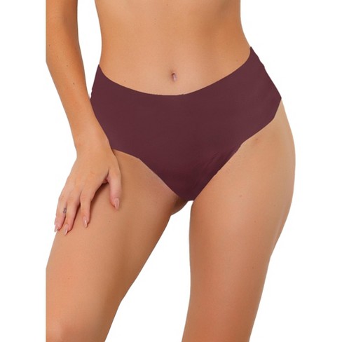 Allegra K Women's Unlined Tummy Control Breathable G-string Cheeky Thongs  Burgundy X-large : Target