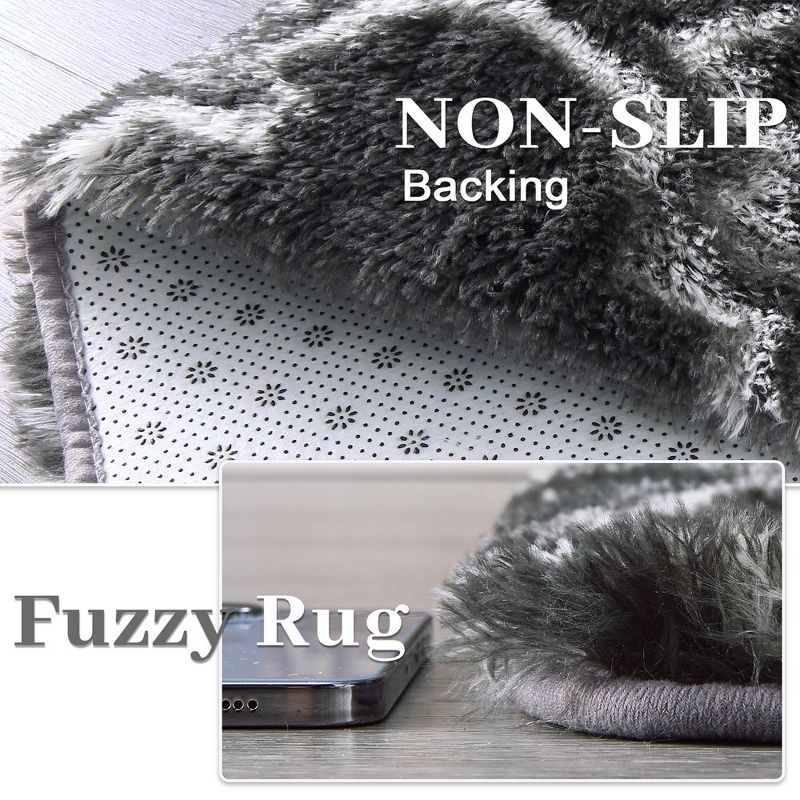 Shag Area Rug Fluffy Rug Moroccan Geometric Plush Carpet, 4 of 8