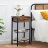 VECELO 27" Tall End Table Set of 2 Industrial Style Nightstands with Drawer/Shelf for Living Room, Bedroom, Kitchen, Bathroom, Brown - 2 of 4