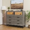 CuisinSmart Dresser for Bedroom with 6 Drawers 2 Door Storage Cabinet Dressers & Chest of Drawers with Charging Station and LED Lights - 3 of 4
