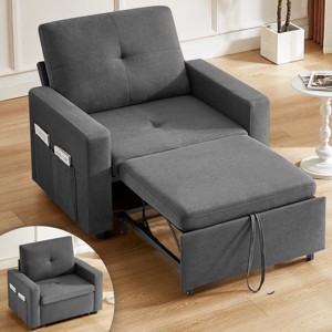 Vipbear Sleeper Sofa Chair Bed,3-In-1 Convertible Modern Linen Fabric Futon Sofa Bed Pull Out Couch Bed For Living Room Apartment,Beige/Gray - 1 of 4