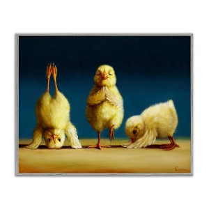 Stupell Industries Yoga Chicks Funny Stretching Poses Farm Animal Painting Black Framed Giclee Art - 1 of 4
