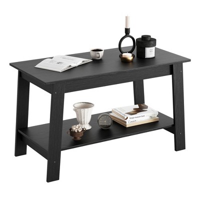 2-Tier Coffee Table for Living Room, Coffee Table with Storage Shelf, Living Room Table Rectangular Center Table, Farmhouse Wood Coffee Table