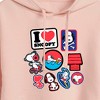 Women's - Peanuts - I Heart Snoopy Patches Cropped Graphic Hoodie - 2 of 4