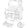 Vanity Desk with Mirror, 5 Large Drawers and 3 Tiers of Open Shelves for Bedroom & Dressing Room, Vanity for Women Girls - 2 of 4