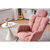 PAGED Plush Teddy Fabric Accent Chair with High Back & Detachable Pillow, Cozy Rocking Armchair for Bedroom, Nursery, Living Room, Ivory - 2 of 4