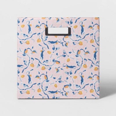 13" Fabric Cube Storage Bin Blush Floral Pattern - Threshold™