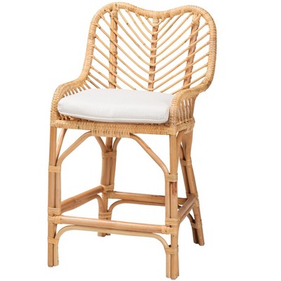 Arween Handcrafted Natural Brown Rattan Bohemian Counter Stool