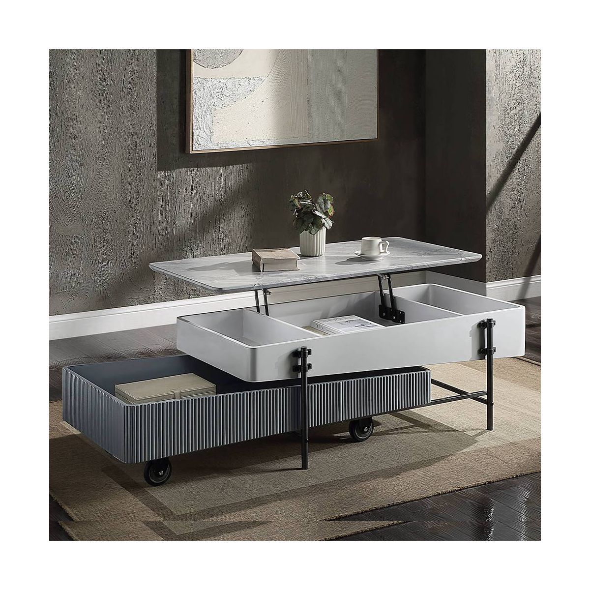 Acme Furniture Wilkins Coffee Table White/Gray Finish - thumbnail 2