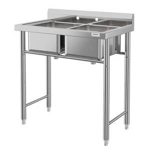GustoWave Utility Sink, Stainless Steel Kitchen Sink for Restaurant Laundry Room Bathroom Garage Garden, Silver - 1 of 4