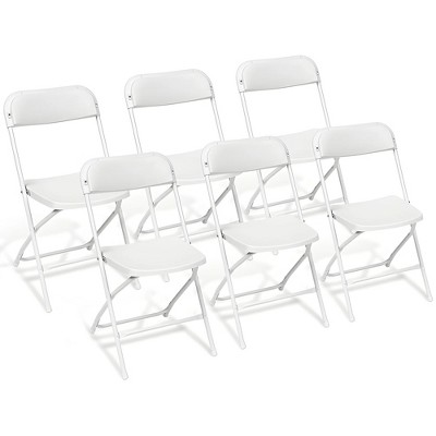 SUGIFT 6 Pack Heavy Duty White Plastic Folding Chairs, 350 lbs Capacity, Portable Foldable Chairs for Indoor Outdoor