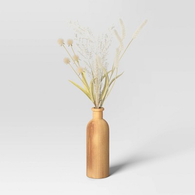 Grass with Wheat in Pot Wood Vase Arrangement - Threshold™
