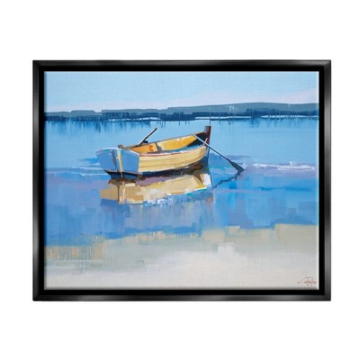 Stupell Industries Row Boat on Blue Coastal Shore Beach Landscape
