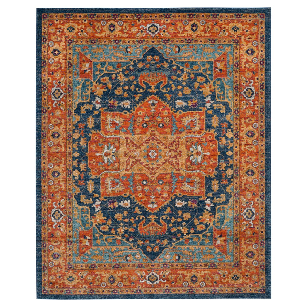 6'7inx9' Medallion Loomed Area Rug Orange - Safavieh