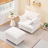 NicBex Modern 39 Inch Accent Chair and Ottoman Sets, Corduroy Fabric Sofa Chair with Cup Holder and 2 Pillows for Bedroom, Living Room - 2 of 4