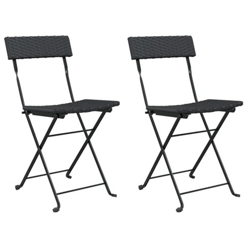 vidaXL 2 pcs Black Folding Bistro Chairs with Durable Poly Rattan and Steel Frame for Garden and Terrace - image 1 of 4