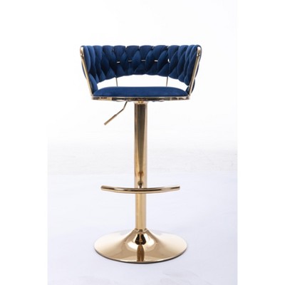 NicBex Set of 2 Bar Stools for Kitchen Island,Adjustable Velvet Counter Bar Stools with Golden Legs,Bar Chairs for Dining Rooms,Kitchens Islands