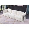 Modular Velvet Retro-Modern Modular Sofa Set with Corner Module, Independent Seating and Matching Ottoman with Wooden-Metal Armrests - 3 of 4