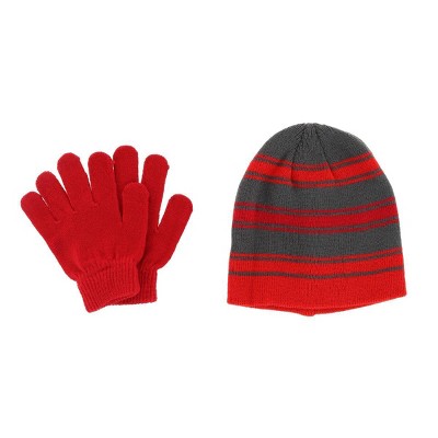 Grand Sierra Kids' 4-7 Striped 2-Piece Winter Beanie and Glove Set