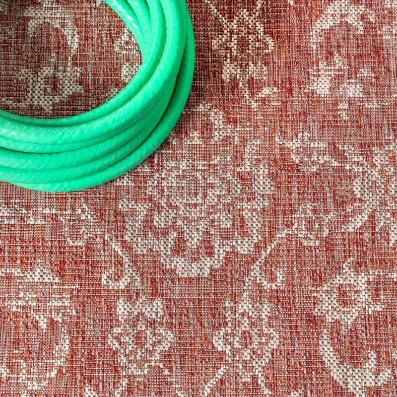 Tela Bohemian Inspired Textured Weave Floral Indoor/Outdoor Area Rug - JONATHAN Y, 4 of 10