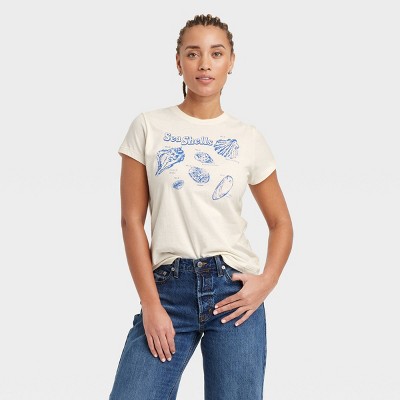 Women's Short Sleeve Graphic T-Shirt - Universal Thread™ Cream M