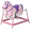 Whisen Kids’ Plush Ride-On Rocking Horse with Neighing Sounds, Handles, Saddle, Stirrups, Rocker Horse Toy Gift for 3-8 Years Old - Pink - 2 of 4
