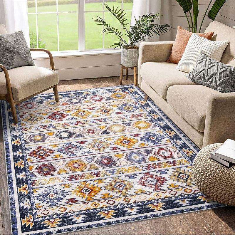 Washable Rug Boho Distressed Rug Stain Resistant Moroccan Accentt Carpet, 2 of 9