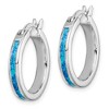 Black Bow Jewelry Created Blue Opal Inlay Round Hoop Earrings in Silver, 20mm (3/4 in) - 2 of 4