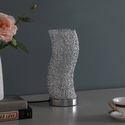 12" Novelty Metal Table Lamp with Curvy Base Silver - Ore International