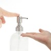 Unique Bargains Cylinder Glossy Soap Dispenser 13.53oz Clear Silver Tone 1 Pc - 3 of 4
