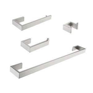 ChicFurnit Bathroom Towel Holder 4 Piece Stainless Steel Set for Easy Install and Modern Organization, Silver, 25"*5.3"*2.75" - 1 of 4
