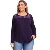 Plus Size Women's Long Sleeve Lace Trim Blouse, Elegant Dressy Tops for Casual & Formal Wear - 4 of 4