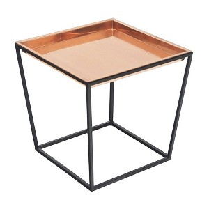 14" Small Arne Plant Stand with Copper Tray, Sleek Design - ACHLA Designs: No Assembly, Square Shape - 1 of 3