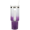 Elanze Designs 40 Ounce Ombre Travel Tumbler With Straw and Lid Stainless Steel Double Wall Insulated Floral Safari Giraffe White and Purple Glitter - 2 of 4