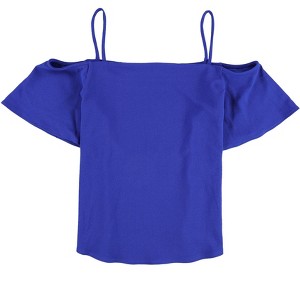 bar III Womens Crepe Cold Shoulder Knit Blouse - 1 of 2