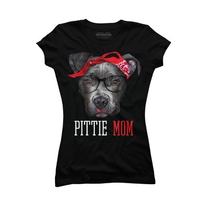 Junior's Design By Humans Mother's Day Pittie Mom Pitbull Dog Lovers By dandingroz T-Shirt