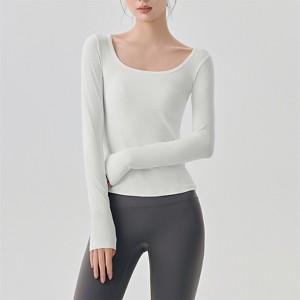 Clotth Women's Yoga Top - Lightweight Long Sleeve with Large Neckline, Slimming and Elegant Women's Top, Pilates Workout Base Layer - 1 of 4